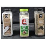 Sea Salt 36oz. Garlic Salt 33oz. Ground black