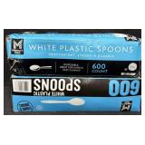 2- 600ct. Boxes of White Plastic Spoons