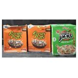 2- Reeses Puffs cereal 25oz each. Apple Jacks