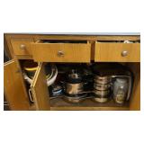 Contents of 2 lower kitchen cabinets and 2