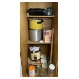 Contents of kitchen cabinet, stock pot, electric