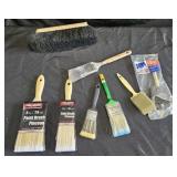 Paint brushes and broom head