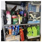 Contents of 2 shelves on metal shelf: ceiling