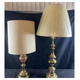 2 brass table lamps, 29ï¿½ & 36ï¿½ high