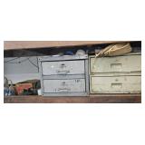 Contents of bottom of wood bench: 2 metal drawer