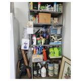 Metal shelf and contents on bottom: sump pump,