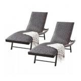 (MSRP: $499) Padded Wicker Chaise Lounger, Set of