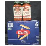 Barilla penne pasta 6 boxes. 2- Rao's Marinara