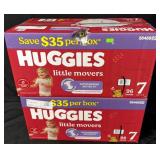 2- 96ct. Boxes of Huggies Little Movers Size 7