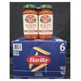 Barilla penne pasta 6 boxes. 2- Rao's Marinara