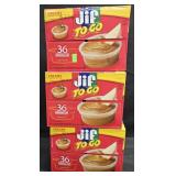 3- Jif ToGo creamy peanut butter 36 individual