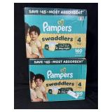 2- 160ct. Boxes of Pampers Swaddlers Size 4