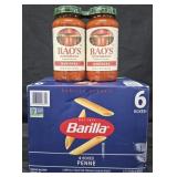 Barilla penne pasta 6 boxes. 2- Rao's Marinara