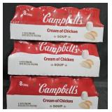3- Campbell's Cream of Chicken soup 8 cans each
