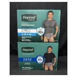 2- 92ct. Boxes of Depend Men Size S-M Fresh