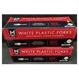 2- 600ct. Boxes of White Plastic Forks