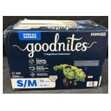 74ct. Box of Goodnites S/M Nighttime Underwear