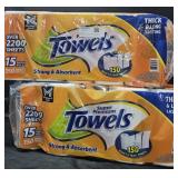 2- Super Premium Paper Towels 15 rolls each