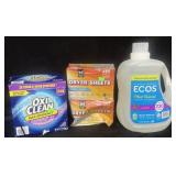 Oxi Clean 11lbs, Dryer sheets 480 sheets, Ecos