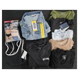 Women's size Medium shirts, denim romper, sports