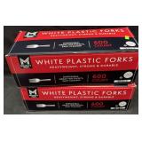 2- 600ct. Boxes of White Plastic Forks