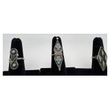 3 Navajo Sterling & Turquoise rings, sizes: 5