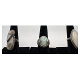 3 Navajo Sterling Turquoise & Mother of Pearl