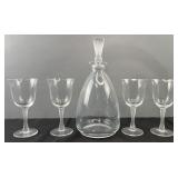 Lalique Barsac crystal decanter And set of four