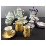 Group of decorated porcelain, Adams Calyx Ware,