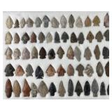 Collection of Native American arrowheads in