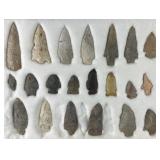 Collection of Native American arrowheads in