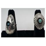 2 Navajo Sterling & turquoise rings, sizes: 5 &