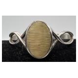 Vintage Sterling & White Alabaster cuff,