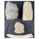 4 Native American stone tools, 4.5ï¿½-10.5ï¿½ long