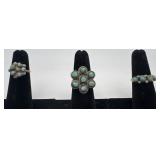 3 Navajo Sterling & Turquoise rings, sizes: 3
