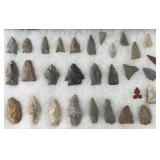 Collection of Native American arrowheads & bird