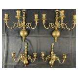 2 pair of brass wall sconces, 9ï¿½ & 12.5ï¿½ high