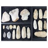 Collection of Native American stone tools in
