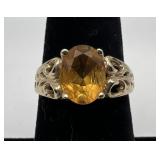 10K gold filigree Citrine ring, size 6 1/2, 1.60