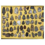Group of Native American, arrowheads, tools,