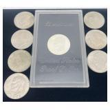 8 Eisenhower dollars, 1972-1978, 1 uncirculated