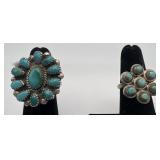 2 Navajo Sterling & Turquoise rings, sizes: 4 & 5