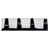 4 Navajo Sterling & Turquoise rings, sizes: 4, 5,