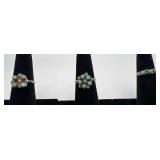 3 Navajo Sterling & Turquoise rings, sizes: 3, 5
