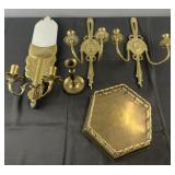 Group of brass decorative accessories, wall