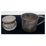 Sterling cup and jar with Sterling lid, both