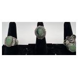 3 Navajo Sterling and Turquoise rings, sizes: 5
