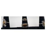 4 Navajo Sterling, Tigerï¿½s Eye & Agate rings,