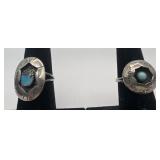 2 Navajo Sterling and Turquoise rings, sizes: 5