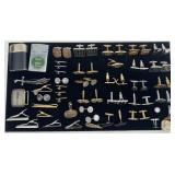 Collection of cufflinks, tie pins & more